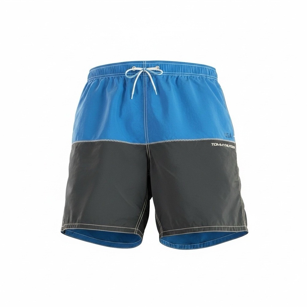 Tommy Hilfiger Mens USA Colorblock Swim Trunks Blue Black XL